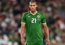 Corrie Ndaba’s long wait ends with emotional Ireland debut