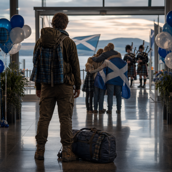 Breaking News: Tartan Army charity walker returns home after epic US trek