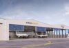 Hangar render Airhub Group logo
