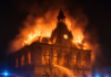 Historic Limoges Town Hall Engulfed in Flames During French Protests
